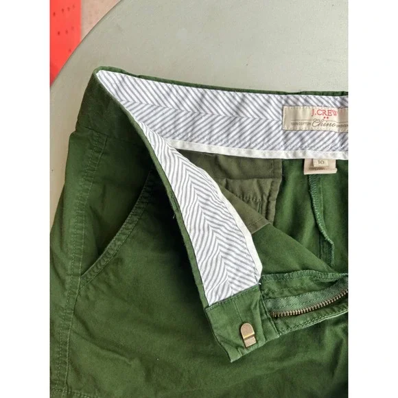 J.Crew Broken-In Chino Shorts Womens 10 Forest Green Cotton Casual Preppy - Picture 6 of 9